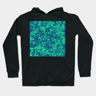 Grid Square Mosaic Pattern (Blue Teal) Hoodie